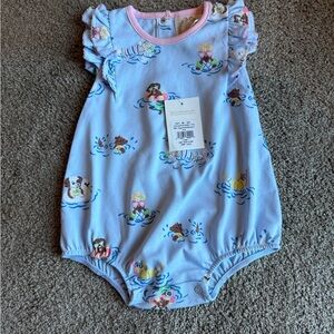 The Beaufort Bonnet Company Light Blue Mermaid Print Romper